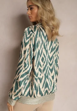 Ciemnozielona Połyskująca Bluza typu Bomberka Zasuwana Niatas