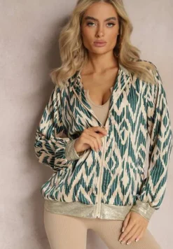 Ciemnozielona Połyskująca Bluza typu Bomberka Zasuwana Niatas