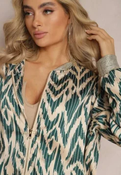 Ciemnozielona Połyskująca Bluza typu Bomberka Zasuwana Niatas