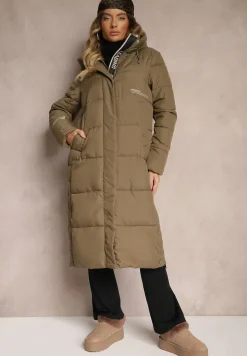 Ciemnozielona Pudełkowa Kurtka z Pikowanego Materiału z Dwustronnym Suwakiem i Rozporkami Daisena