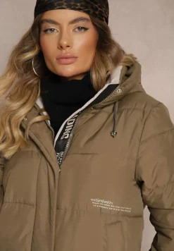 Ciemnozielona Pudełkowa Kurtka z Pikowanego Materiału z Dwustronnym Suwakiem i Rozporkami Daisena