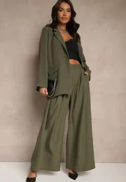 Ciemnozielona Pudełkowa Marynarka Jednorzędowa Telluria