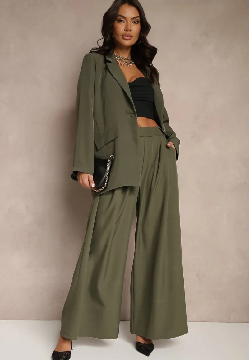 Ciemnozielona Pudełkowa Marynarka Jednorzędowa Telluria