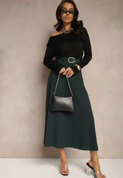 Ciemnozielona Spódnica o Rozkloszowanym Kroju Melobia