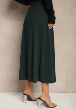 Ciemnozielona Spódnica o Rozkloszowanym Kroju Melobia