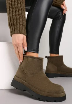 Ciemnozielone Botki Śniegowce na Platformie Nigvale