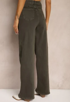 Ciemnozielone Jeansy Szerokie Phririope