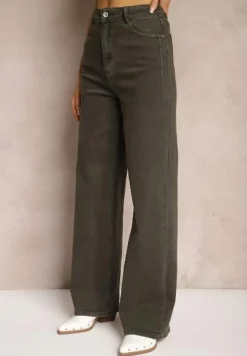 Ciemnozielone Jeansy Szerokie Phririope