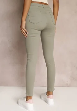 Ciemnozielone Spodnie Skinny Winvienne