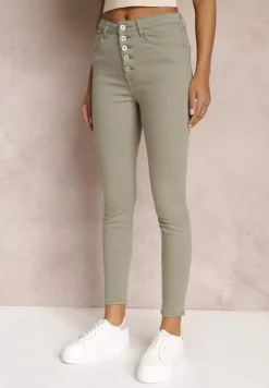 Ciemnozielone Spodnie Skinny Winvienne