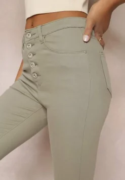 Ciemnozielone Spodnie Skinny Winvienne