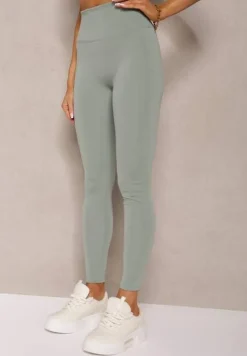 Ciemnozielone Sportowe Legginsy High Waist Quarefia