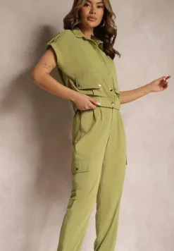 Ciemnozielony 2-częściowy Komplet z Bluzką i Spodniami Ezrala