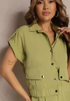 Ciemnozielony 2-częściowy Komplet z Bluzką i Spodniami Ezrala