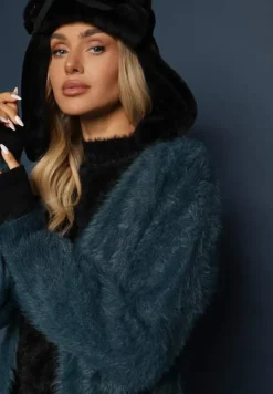 Ciemnozielony Kardigan Niezapinany z Wełną i Wsuwanymi Kieszeniami Rianessa