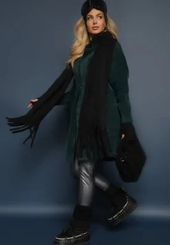 Ciemnozielony Płaszcz z Bawełną Oversize Brumisia