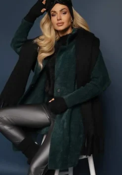 Ciemnozielony Płaszcz z Bawełną Oversize Brumisia