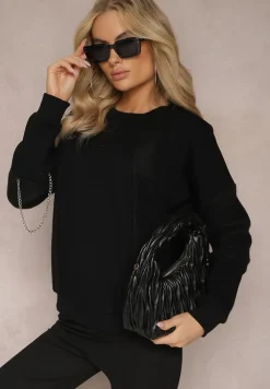 Czarna Bawełniana Bluza z Łańcuszkiem Eleutia