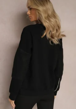 Czarna Bawełniana Bluza z Łańcuszkiem Eleutia