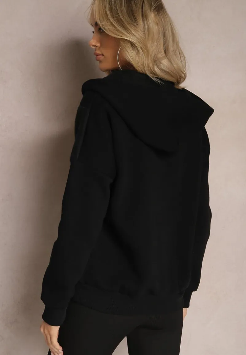 Czarna Bawełniana Bluza z Suwakiem i Kapturem Irise