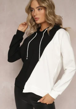 Czarna Bawełniana Bluza z Kapturem i Ściągaczami Ardente