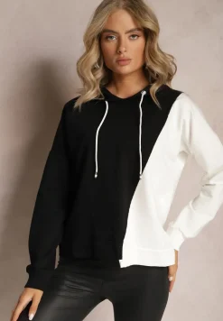 Czarna Bawełniana Bluza z Kapturem i Ściągaczami Ardente