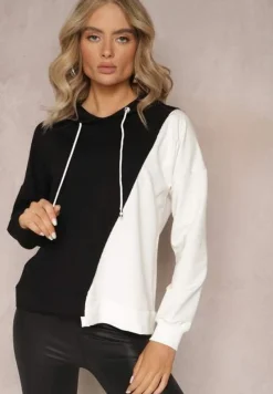 Czarna Bawełniana Bluza z Kapturem i Ściągaczami Ardente