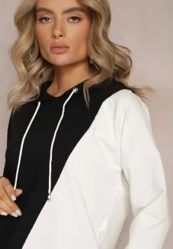 Czarna Bawełniana Bluza z Kapturem i Ściągaczami Ardente