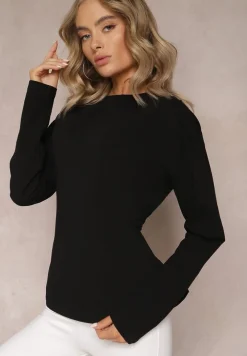 Czarna Bawełniana Bluza z Ozdobnym Wiązaniem Fanarita
