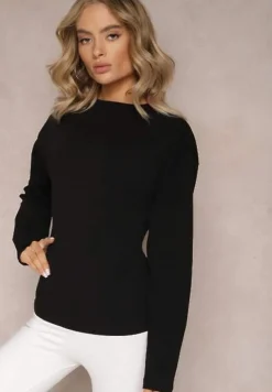 Czarna Bawełniana Bluza z Ozdobnym Wiązaniem Fanarita