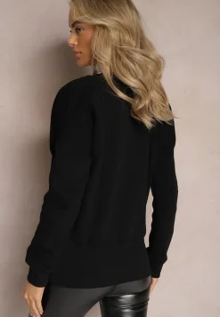 Czarna Bawełniana Bluza z Trójkątnym Dekoltem Hydralia