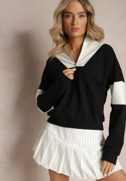 Czarna Bawełniana Bluza z Suwakiem w Stylu Polo Torellia