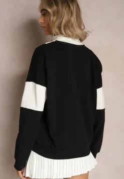 Czarna Bawełniana Bluza z Suwakiem w Stylu Polo Torellia