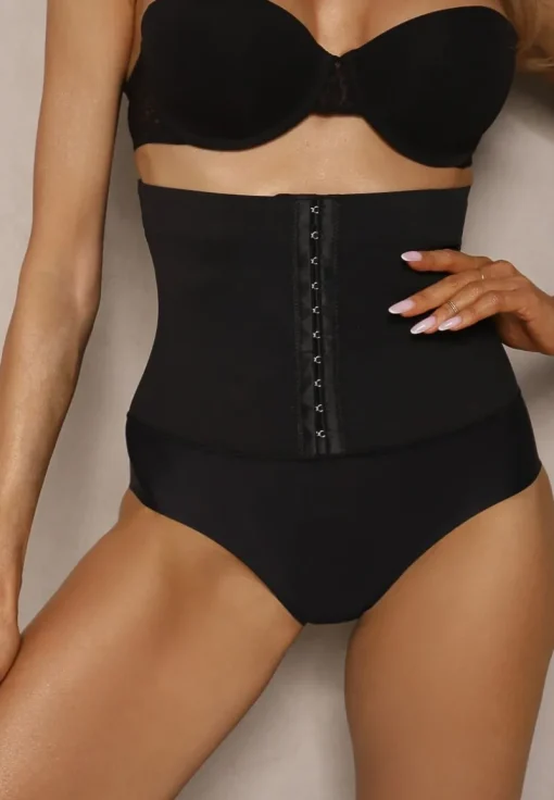Czarna Bielizna Modelująca Majtki Push Up z Wysokim Stanem Zinello