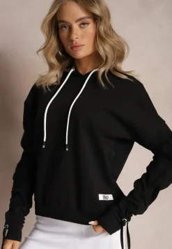 Czarna Bluza Bawełniana z Kapturem Dolcean