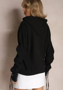 Czarna Bluza Bawełniana z Kapturem Dolcean