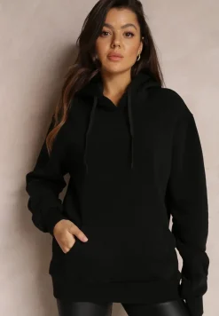 Czarna Bluza Bawełniana z Kapturem Marmi