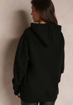 Czarna Bluza Bawełniana z Kapturem Marmi