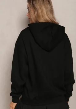 Czarna Bluza o Fasonie Klasycznej Kangurki z Kapturem Lunamoon