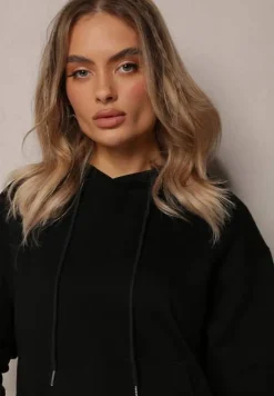 Czarna Bluza o Fasonie Klasycznej Kangurki z Kapturem Lunamoon