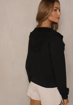 Czarna Bluza Rozsuwana z Kapturem i Kieszeniami Ulosanea
