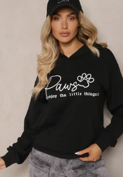 Czarna Bluza z Bawełną Kapturem i Napisem Gelabrina