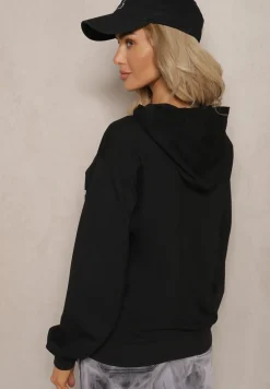 Czarna Bluza z Bawełną Kapturem i Napisem Gelabrina
