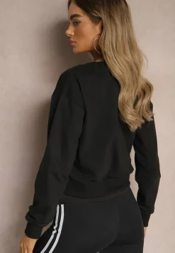 Czarna Bluza z Bawełną ze Ściągaczami przy Rękawach i w Pasie Alberia