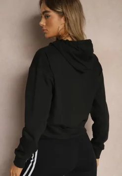 Czarna Bluza z Kapturem i Bawełną Ozdobiona Ściągaczami Evianae