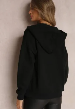 Czarna Bluza z Kapturem i Suwakiem Oversize Des