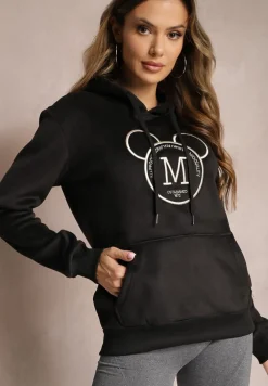 Czarna Bluza z Kapturem i Haftowanym Napisem Lahma