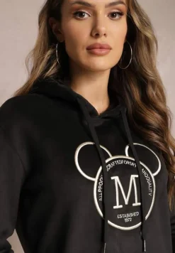 Czarna Bluza z Kapturem i Haftowanym Napisem Lahma