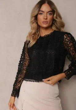 Czarna Bluzka Koronkowa Nohames