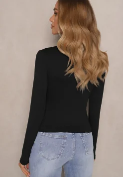 Czarna Bluzka Longsleeve z Bawełny Avelfia